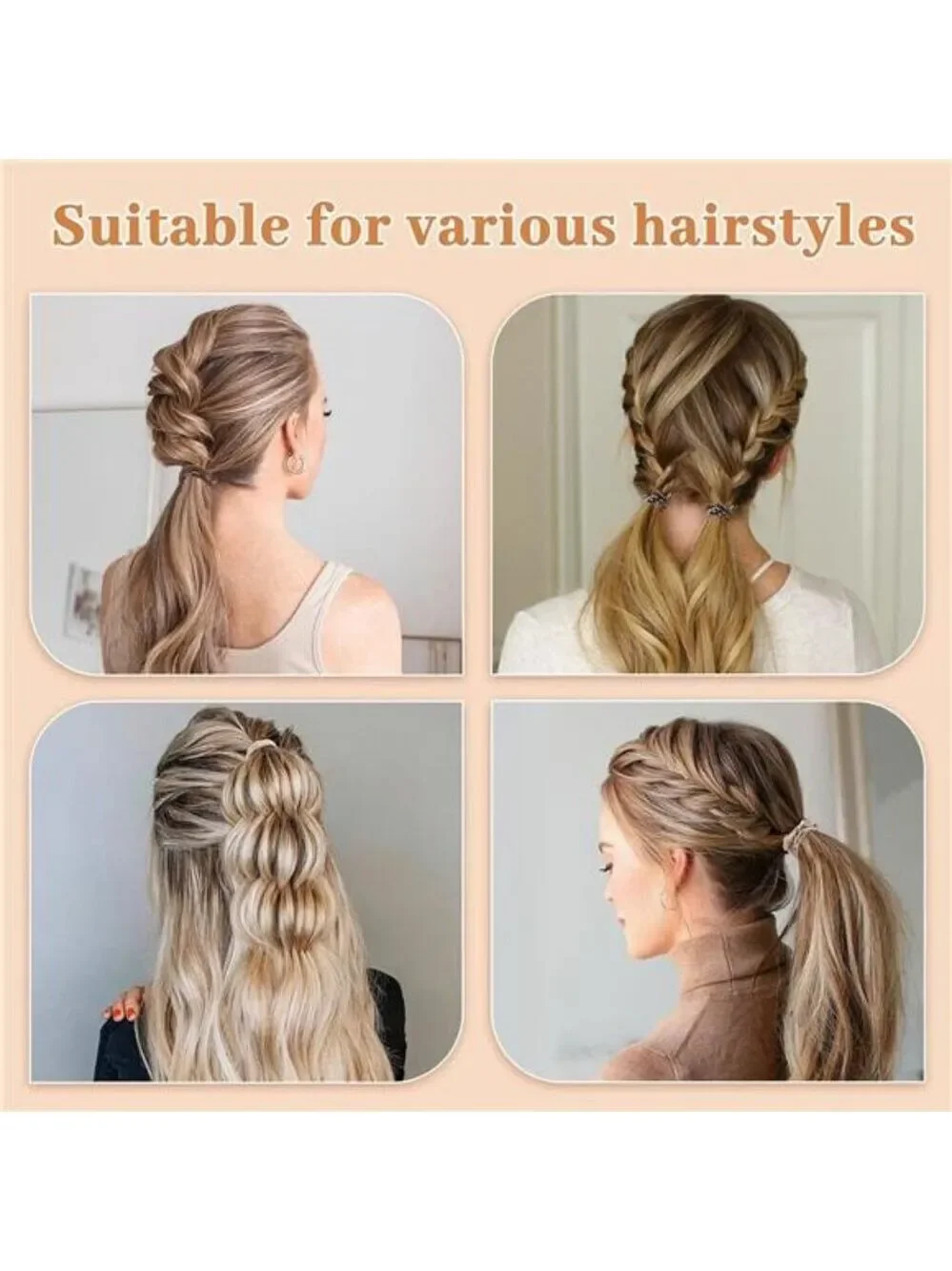 Boho hair ties set neutral elastic ponytail holders no damage thick thin hair